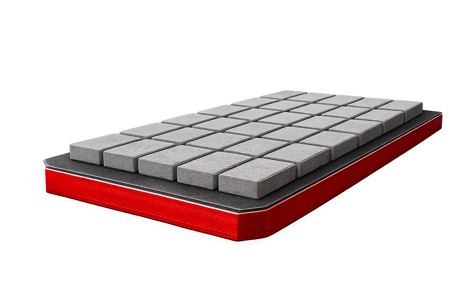 DATPOLYMER FPL composite production pallet with concrete paving blocks